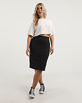Amber Black Pull-On Stretch Denim Tube Skirt