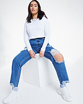 Riley Vintage Blue Extreme Ripped Slouch Boyfriend Jeans