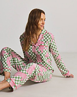 Chelsea Peers Organic Cotton Classic Long Button Up Pyjama Set