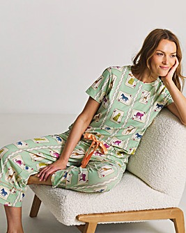 Chelsea Peers Organic Cotton Crew Neck TShirt & Capri Bottoms Pyjama Set