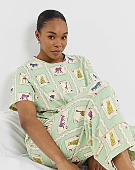 Chelsea Peers Organic Cotton Crew Neck TShirt & Capri Bottoms Pyjama Set