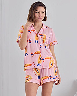 Chelsea Peers Short Sleeve Revere And Short Set, Modal Lenzing