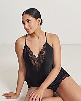 Ann Summers Adoration Satin And Lace Cami Set Black