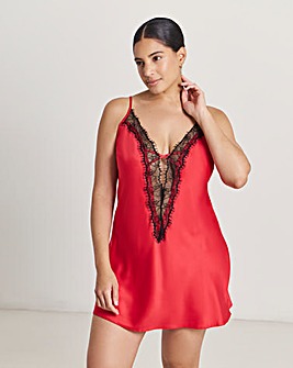 Ann Summers Cherryann Satin And Lace Chemise Red