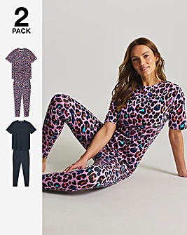 Pretty Secrets (2 Pack) Value Leopard Legging Pyjama Sets