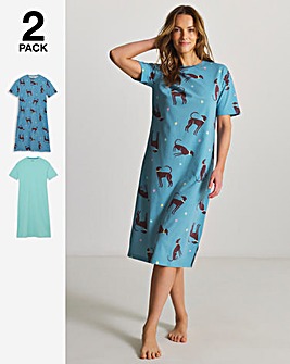 Pretty Secrets (2 Pack) Value Dog Print Midi Nighties