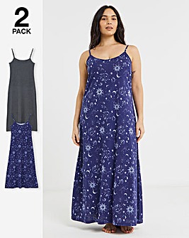 Pretty Secrets (2 Pack) Value Maxi Nighties Celestial Print