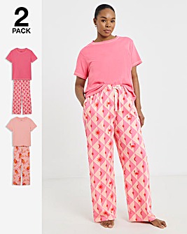 Pretty Secrets (2 Pack) Ribbed T-Shirt Pyjama Sets