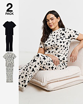 Pretty Secrets (2 Pack) Value Pyjama Sets Heart Print/Black