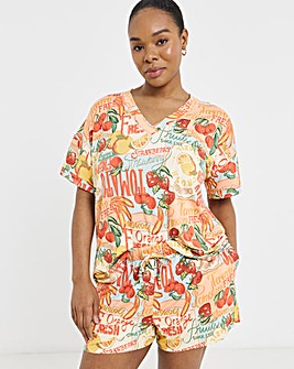 Figleaves Fruit V-Neck Pyjama Shorts Set