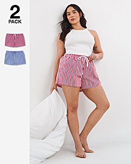 Pretty Secrets (2 Pack) Stripe Woven Pyjama Shorts
