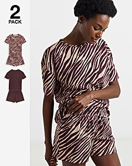 Simply Be 2 Pack Pyjama Short Sets Animal Print