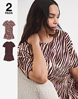 Simply Be 2 Pack Pyjama Short Sets Animal Print