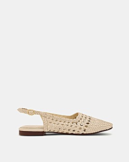 Nobodys Child White Leather Weave Slingbacks - Standard Fit (D)