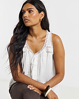 White Scoop Neck Prairie Cami