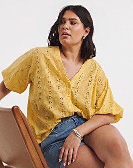 Soft Yellow Broderie Blouse