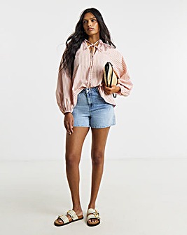 Long Sleeved Stripe Poplin Blouse