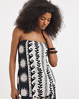 Mono Print Linen Bandeau Top