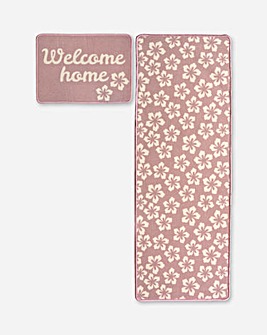 Welcome Floral Runner & Doormat Set