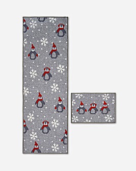 Penguin Snowflake Runner & Doormat Set