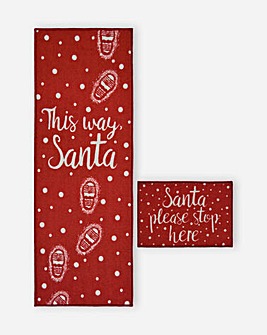 Santa Stop Runner & Doormat Set