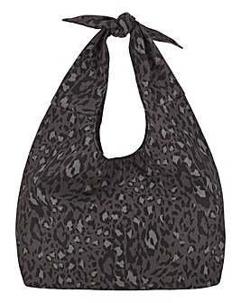 Recyled Nylon Leopard Print Slouch Bag