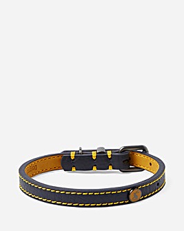 Joules Navy Leather Dog Collar - Small