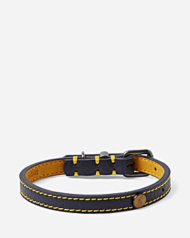 Joules Navy Leather Dog Collar - Large