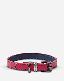 Joules Pink Leather Dog Collar - Small