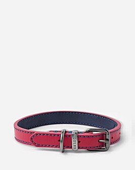 Joules Pink Leather Dog Collar - Large