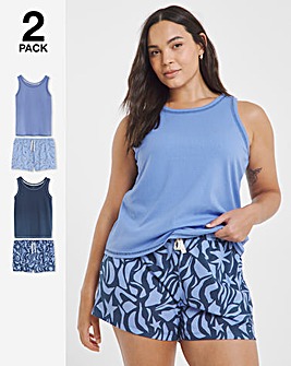 Simply Be (2 Pack) Vest Ribbed Pyjama Shortie Sets