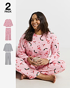Simply Be (2 Pack) Value Christmas Mistletoe Pyjama Sets
