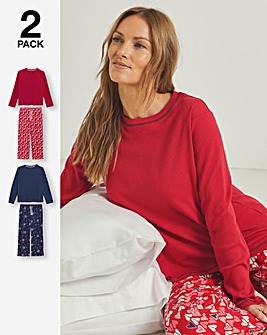 Simply Be (2 Pack) Ribbed Top Pyjama Sets