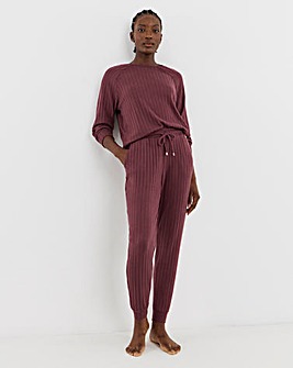 Figleaves Supersoft Rib Lounge Set Burgundy