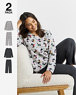 Pretty Secrets (2 Pack) Christmas Scotty Dog Value Pyjama Sets
