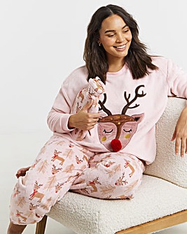 Pretty Secrets Christmas Giftable Fleece Pyjama Set & Hot Water Bottle