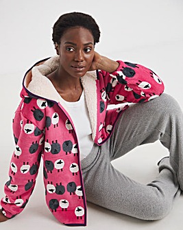 Joe Browns Sheep Print Zip Up Lounge Cardigan