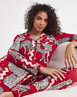 Chelsea Peers Jersey Button Up Leopard Print Pyjama Set