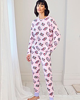 Chelsea Peers Classic Crew Neck Pyjama Set Perfect Match Print