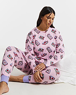 Chelsea Peers Classic Crew Neck Pyjama Set Perfect Match Print