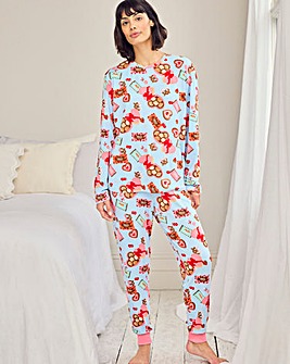 Chelsea Peers Classic Crew Neck Pyjama Set Chocolate Box Print