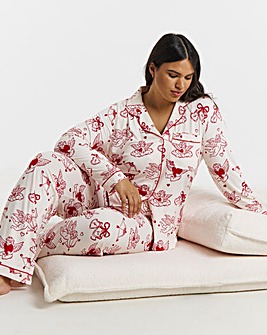 Chelsea Peers Classic Button Up Pyjama Set Valentines Cherub Print