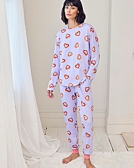 Chelsea Peers Classic Crew Neck Pyjama Set Shrimp Heart Print