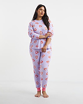Chelsea Peers Classic Crew Neck Pyjama Set Shrimp Heart Print