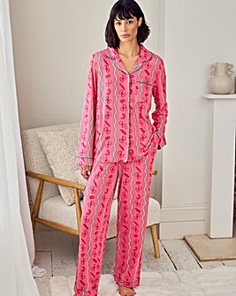 Chelsea Peers Classic Button Up Pyjama Set Pasta Stripe Print