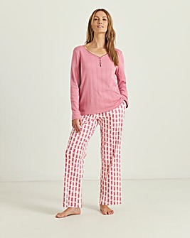 Pretty Secrets Henley Top Heart Pointelle Pyjama Set
