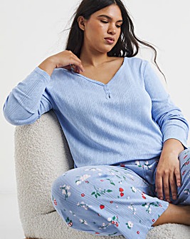 Pretty Secrets Henley Top Pointelle Pyjama Set
