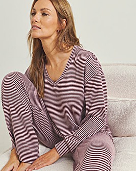 Pretty Secrets Soft Knit Stripe Lounge Set Pink Multi