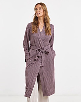 Pretty Secrets Soft Knit Stripe Dressing Gown Pink Multi