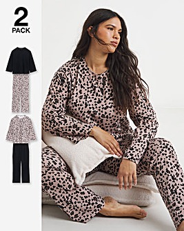 Simply Be (2 Pack) Value Leopard Pyjama Sets